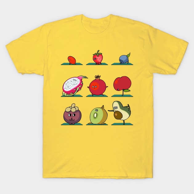 Super Fruits Yoga T-Shirt by huebucket